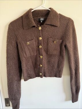 The Workshop Brown Fuzzy Button-Up Jacket